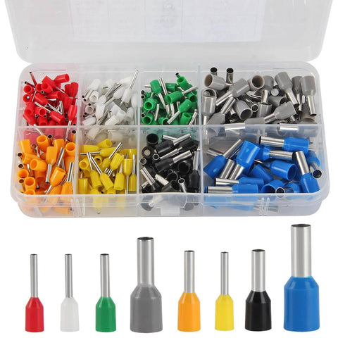 300-Piece Assorted Wire Ferrules And Terminal Kit, Copper Insulated Crimp Connectors, AWG 22 To 10 in plastic organizer box
