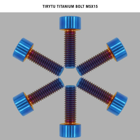 Ultralight Titanium M5x15 Bolts for Bikes Motorcycles and Marine Gear Burnt Blue Six Piece Set Rust Proof