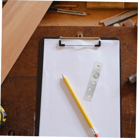 Heavy Duty Concealed Door Pivot Hinge In Stainless Steel Rotatable Hidden Hinge For Cabinet And Bookcase Doors shown on a clipboard with tools