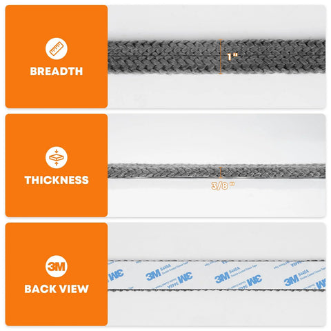 Stanbroil stove gasket tape, 5/8 in wide, 1/8 in thick, 72 in long; fiberglass self-adhesive gasket with 3M backing