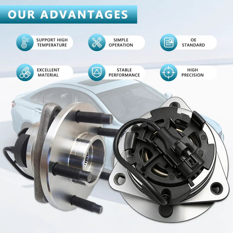 Front Wheel Hub Bearing Assembly For 5 Lug Vehicles Compatible With Malibu 2004 2012 Cobalt 2008 2010 HHR 2008 2010 G6 2005 2010 Saturn Aura 2007 2009 With ABS Replacement 513214, featuring high precision and stable performance