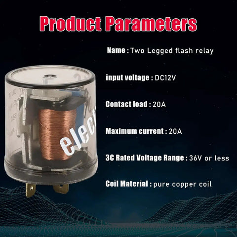 2 Pin 12V LED Flasher Relay For Vehicle Turn Signals Fixes LED Flicker In Cars, Motorcycles And Trucks with copper coil