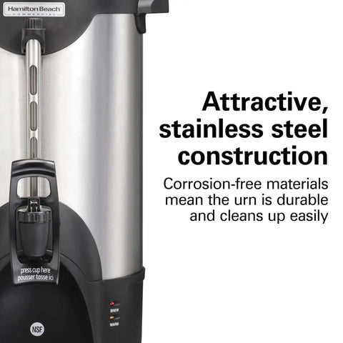 Commercial 40 Cup Stainless Steel Coffee Urn With No Touch Dispensing Double Wall Thermal Carafe 120V NSF Certified