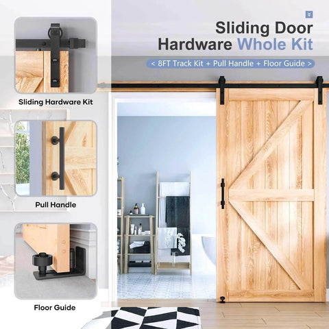 EaseLife Eight Foot Sliding Barn Door Track And Hardware Kit With Basic J Pulley For Smooth Quiet Operation And Easy Installation