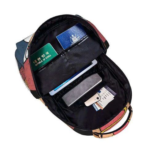 Open Lightweight Laptop Backpack For Women And Men Unisex Daily Carry Daypack For Work And Travel showing pockets with items inside