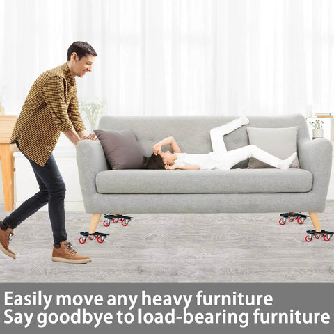 Man moving sofa using ✝️ Furniture Dolly Movers with 5 Wheels, Furniture Sliders Lifters Tool Set for Moving Heavy Duty, 1650Ib capacity