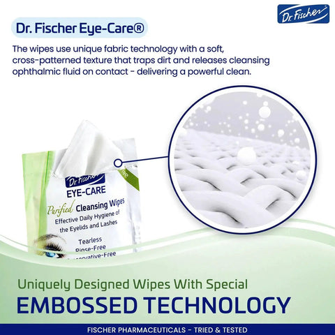 Hypoallergenic Preservative Free Eyelid Wipes For Sensitive Eyes Twin Pack with embossed texture detail