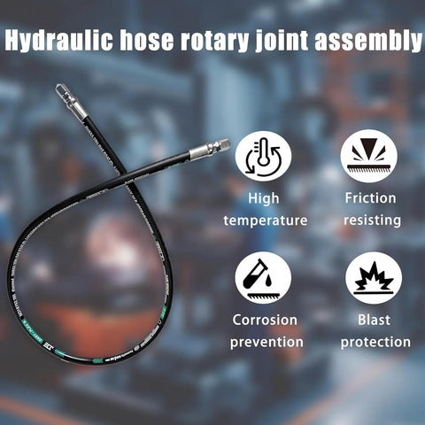 Heroson 26711-12-12RW hydraulic hose swivel assembly, 3/4 in JIC to JIC, 24 in black hose