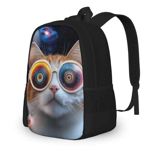 Roomy College Laptop Backpack With Dope Galaxy Space Cat Design Fits 15 Inch Notebook Durable Oxford Fabric For School Work Travel