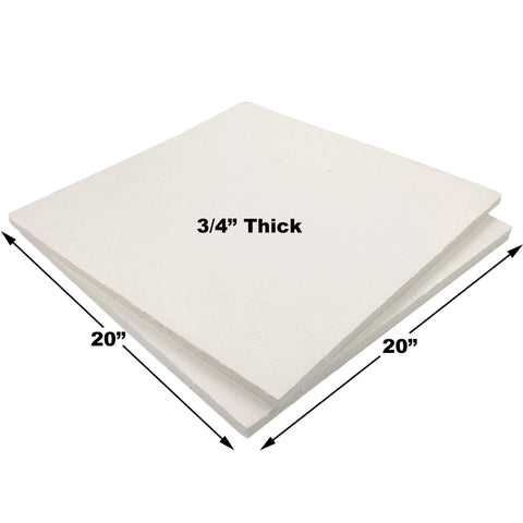 Ceramic fiber board insulation, 20x20x3/4 in, pack of 2, cream-colored for boiler, stove, forge