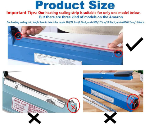 Six Pack Impulse Sealer Replacement Parts Set Includes 12 Inch Heat Seal Strips Heating Elements And PTFE Cloth For 300mm Sealer