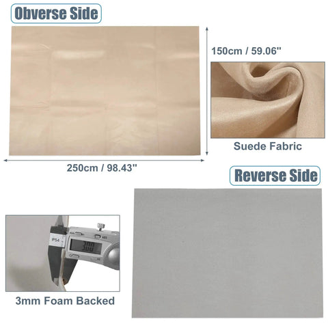Image showing Beige Suede Headliner Fabric With 3mm Foam Backing For Car Truck SUV Interior, dimensions 250cm x 150cm.