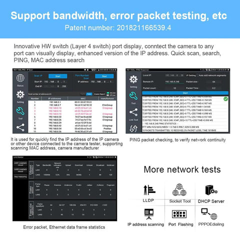 WANLUTECH OTDR fiber optic tester 1310/1550nm, 5.4-inch touchscreen with event map and IP camera test UI