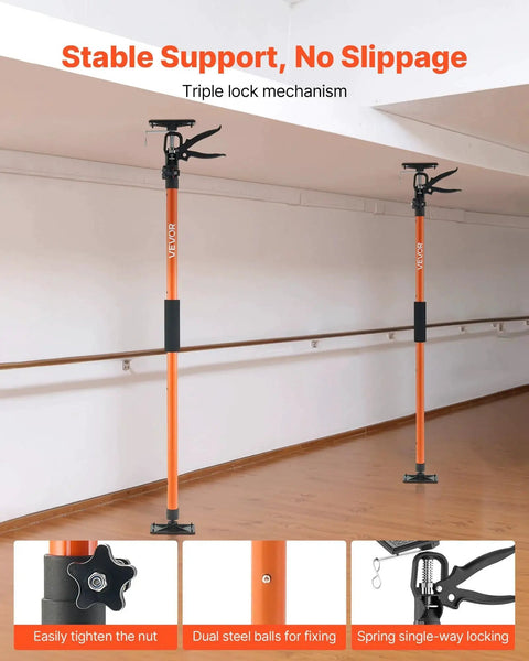 Cabinet Support Pole 8 Pack Telescoping 45.7 to 114.2 Inches, 154 Lbs Capacity installed in room for stable support.