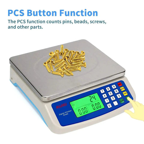 Pro Grade Digital Kitchen Scale 30Kg Commercial Food Scale 66Lb For Baking Bread And Meat, Stainless Steel, Price Computing LCD Display