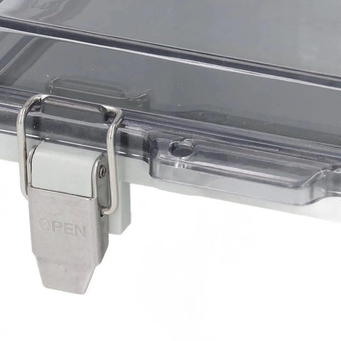 Clear cover and stainless steel door lock of Rugged Outdoor Electrical Junction Box With IP67 ABS Enclosure