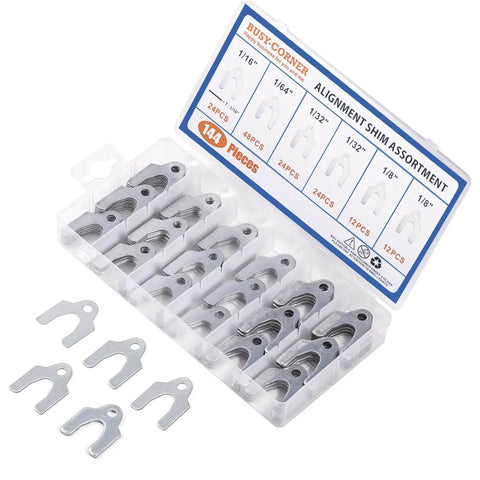 Auto Alignment Body Shims Kit For Camber Caster Toe Adjustment Front And Rear Wheels 144 Pieces Four Sizes Case View