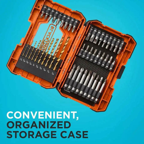 Open storage case showing Do It All 46-Piece Drill And Screwdriver Bit Set For Home Projects, Versatile Kit For Wood Metal PVC Plastic.