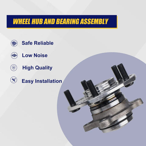Rear Wheel Hub And Bearing Assembly 512257 2 Pack Set Compatible With Honda Civic DX GX LX 2006 2007 2008 2009 2010 2011 With ABS 5 Lug Replacement