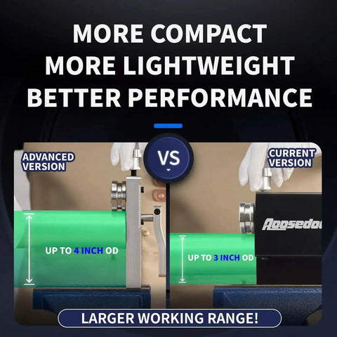 Comparison of advanced vs current Pro Grade Tube Bead Roller For Copper Aluminum And Thin Steel Tubing, larger working range.