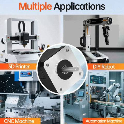 High Torque Nema 17 Stepper Motor 2 Phase 1.8 Degree 0.84Nm for CNC, DIY Robots, 3D Printers, and Automation Machines