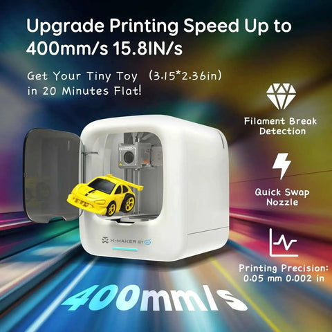 Kids AI Powered 3D Printer Fully Assembled With Auto Leveling And Up To 400 MM Per Sec Speed 1500 Plus Models with toy car