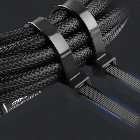 100 Pcs 8 Inch Heavy Duty Zip Ties 40 Lbs Tensile Strength Releasable And Reusable Nylon PA66 Self Lock Cable Ties securing cables