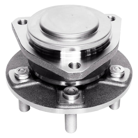 4 Piece Front And Rear Wheel Bearing Hub Assembly Set For Dodge Challenger Charger And Chrysler 300 2012 2013 2014 RWD 5 Bolt Hubs Kit Includes Two Front And Two Rear Hubs close-up of single 5-bolt hub