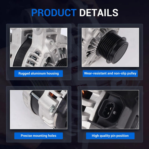 Close-up details of Alternator Replacement For Chevy Traverse 2009-2017, GMC Acadia 2007-2016, Buick Enclave 2008-2017, Saturn Outlook 2007-2010