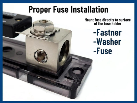 0 Gauge In Line ANL Fuse Holder With 200 Amp Fuse For Car Audio Power Wiring, Easy Set Screws, Accepts 0 Or 2 Gauge Wire