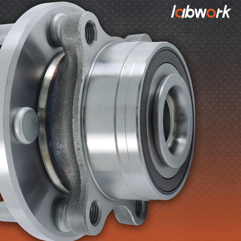 Close-up view of Two Pack Front Or Rear Wheel Hub And Bearing Replacement For Police Interceptor Utility 2013 2018 And Ford Explorer 2011 2018 512460 Delivers Stable Driving And Precise Wheel Rotation, showing metal construction and bearing design.