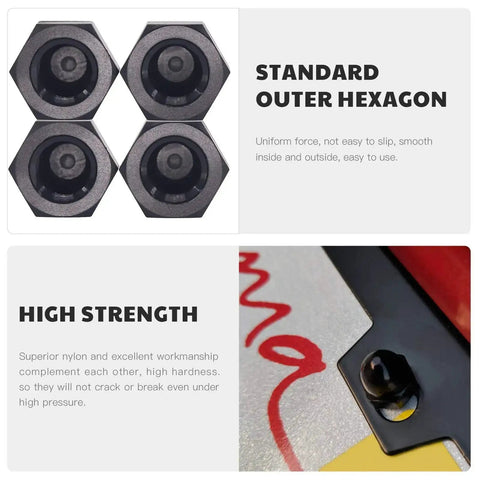 Black Nylon Acorn Nuts Assortment Kit 7 Sizes 100 Pcs Inner Threaded Dome Cap Nuts with hexagonal design and high strength nylon.