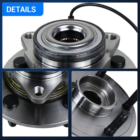 Close-up of Front Wheel Hub and Bearing Assembly Set for 2006-2008 Dodge Ram 1500, 5 Lug With ABS, Front Left and Right