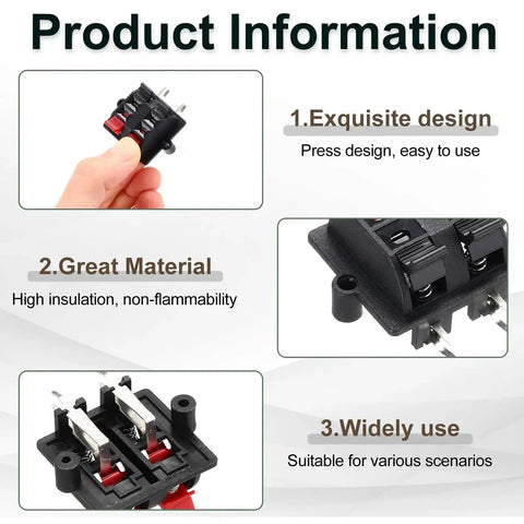 4 Way Push Release Speaker Terminal Clip Plate Quick Connects Pro Grade For DIY Audio Projects 4 Pieces, hand holding clip