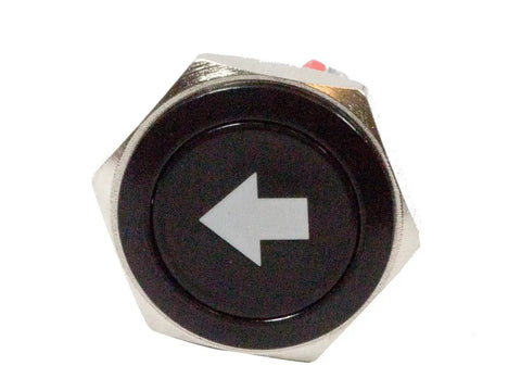 16Mm 5 Eighth Inch 12 Volt Green LED Metal Signal Indicator Dash Light With Single Arrow Black Housing Screw Base