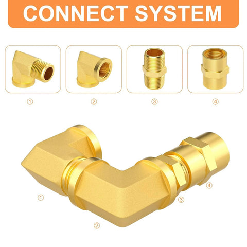 Durable Eight Pack One Quarter Inch NPT Brass Pipe Fittings Hex Nipples And Hex Couplings With Ninety Degree Street Elbows