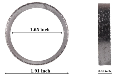 Harley exhaust gasket ring, graphite-steel mesh, 2 pcs, 1.65 in ID, 1.91 in OD, 0.36 in thick