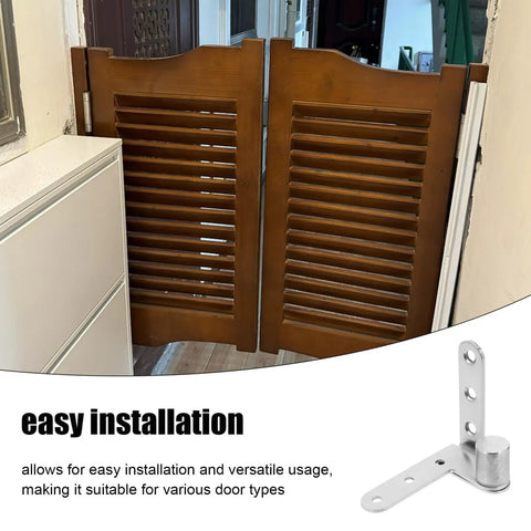 Heavy Duty Stainless Steel Door Pivot Hinges With Automatic Rebound For Hidden Doors Cabinets And Bookcases, installed on wooden doors.
