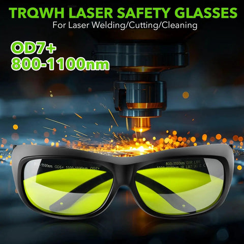 OD7 Plus Laser Safety Glasses For 800nm To 1100nm Range Pro Grade Eye Protection Goggles For Laser Welding, Cutting, Cleaning, And Marking With CE FDA Certification Durable Polycarbonate Frame By TRQWH