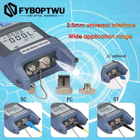 FYBOPTWU 1pc 3-in-1 fiber optic tester with FC/SC/ST ports and VFL visual fault locator; blue portable LED OPM.