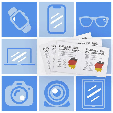 Pre Moistened Lens Wipes For Eyeglasses AR Coated Lenses Screens Streak Free with cleaning accessories