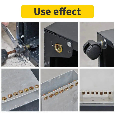 Rivet Nut Tool Kit With Step Drill Bit And 100 Rivet Nuts, SAE And Metric Mandrels, Handy Rivnut Tool for DIY Projects installed view