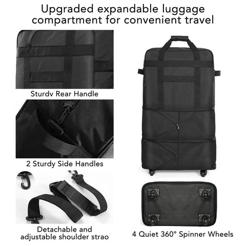 Expandable Rolling Luggage With Wheels For Travel 24 To 28 Inch Lightweight Suitcase with handles and spinner wheels
