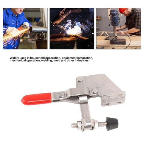 Toggle Clamp Heavy Duty 220Lbs Holding Capacity with Anti Slip Rubber Tip for woodworking jigs and fixtures, side view.