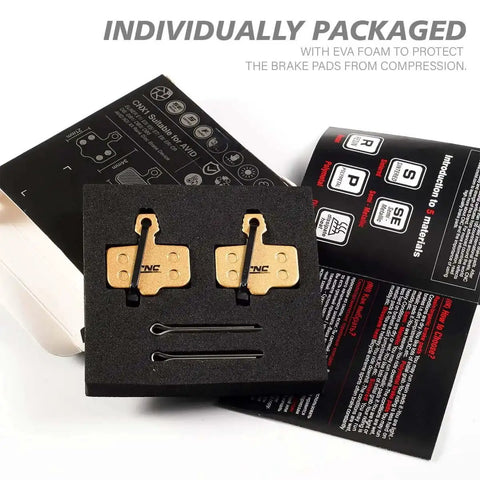 Beefy Semi-Metallic Disc Brake Pads For Mountain Bikes With Resin And Kevlar Blend With Ceramic Powder in packaging with EVA foam