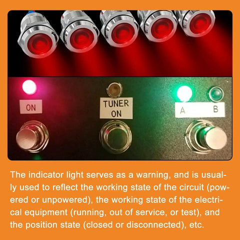 Low Power Red LED Indicator Light for Panel Mount Energy Saving 12V 24V 110V AC and DC with control panel display