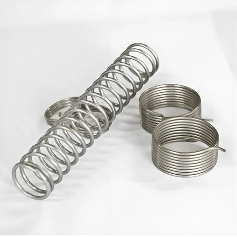 Three stainless steel music-wire springs: one long 15.7 in coil and two smaller coils, silver