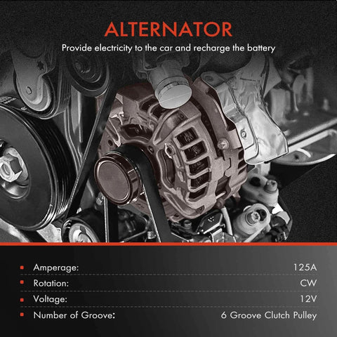 Alternator For Toyota RAV4 2013 2014 2015 2016 2017 2018 2.5L FWD 12V 125A With 1 Pin Plug Drop In Replacement Clockwise 6 Groove Pulley