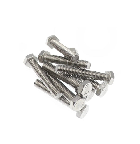 Beefy 304 Stainless Steel 3/8-16 Hex Bolts, 1 Inch Full Thread, Heavy Duty UNC Coarse, Plain Finish, A2-80 18-8 Grade
