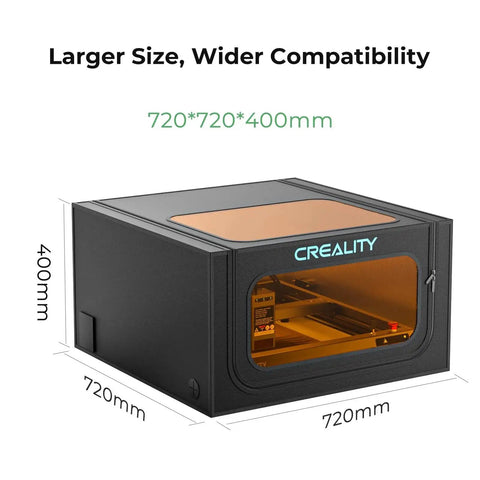 Front view of Laser Engraver Enclosure 2.0 With Vent Fireproof And Dustproof Protective Cover, 720x720x400mm, with viewing window.